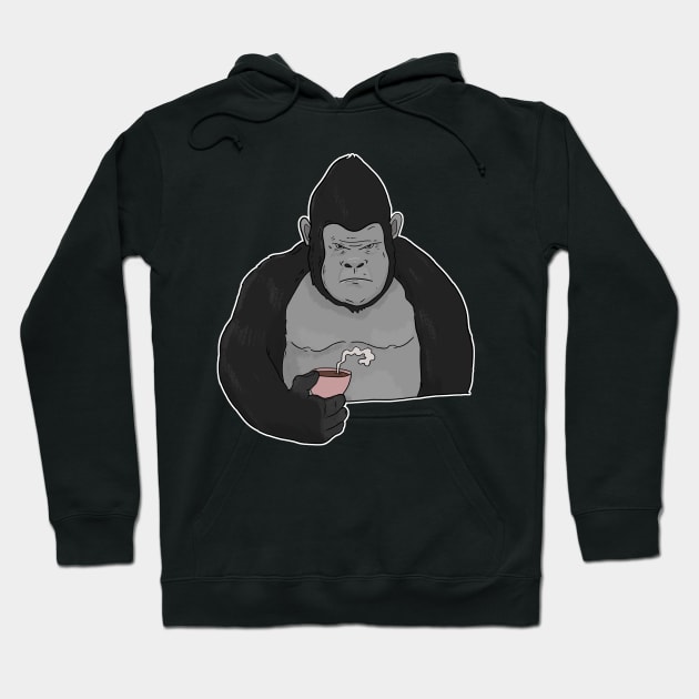 Grumpy Gorilla Ape with Coffee Morning Grouch Hoodie by Mesyo